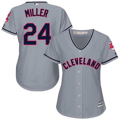 Indians #24 Andrew Miller Grey Women's Road Stitched MLB Jersey - Click Image to Close